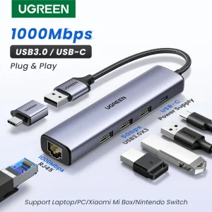 מתאם רשת UGREEN USB 3.0 במהירות 1000Mbps עם חיבור RJ45